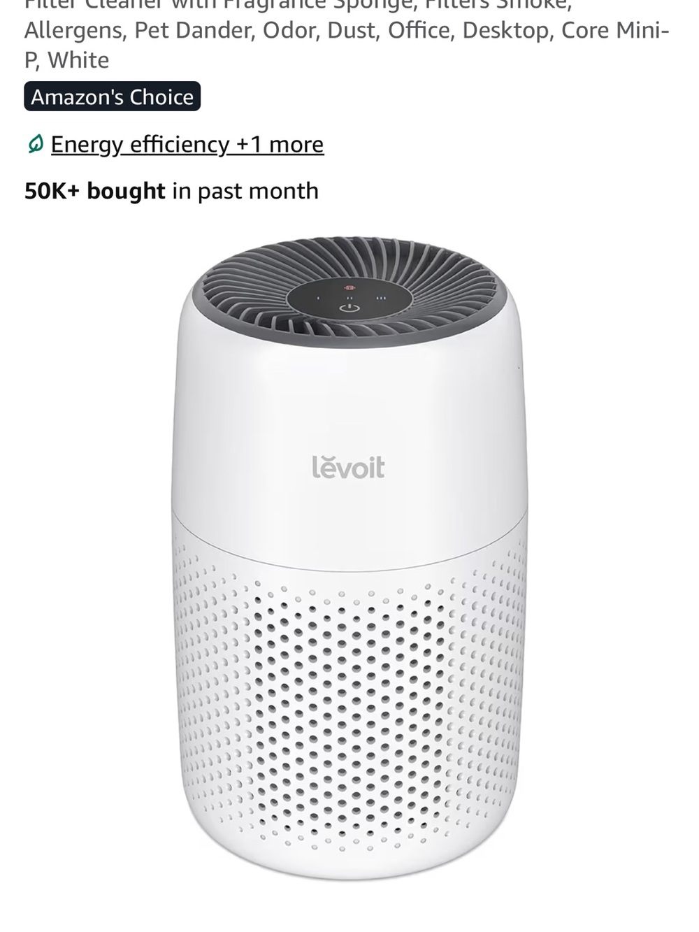 Levoit Core Mini Air Purifier — White